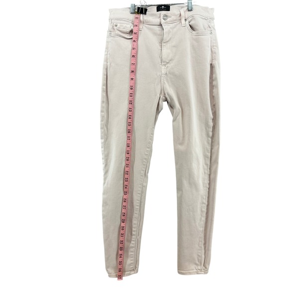 7 For All Mankind High Waist Ankle Skinny Jeans Women's Pink Size 30 - Picture 3 of 16